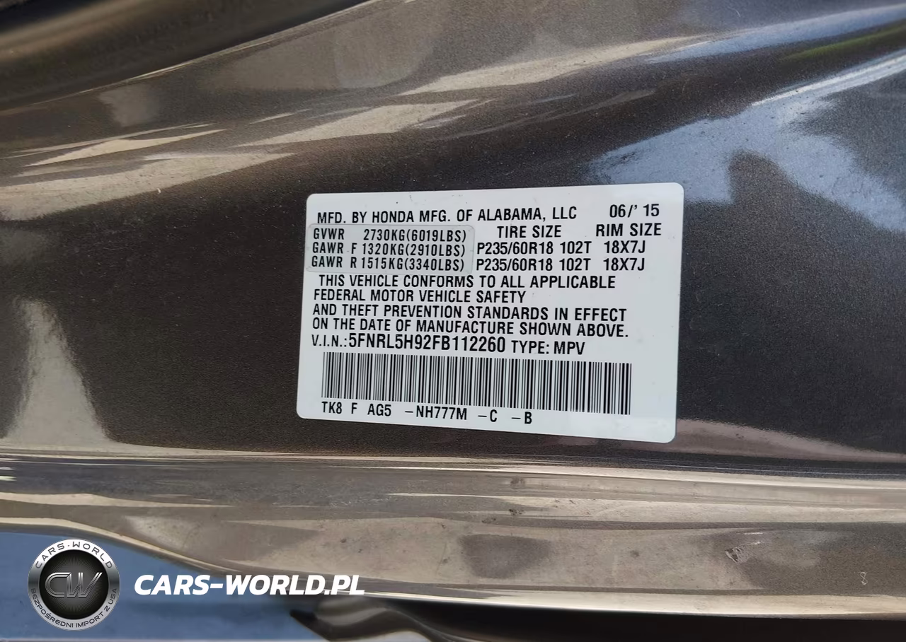 2015 Honda Odyssey Touring-Touring Elite VIN:5FNRL5H92FB112260 - 9