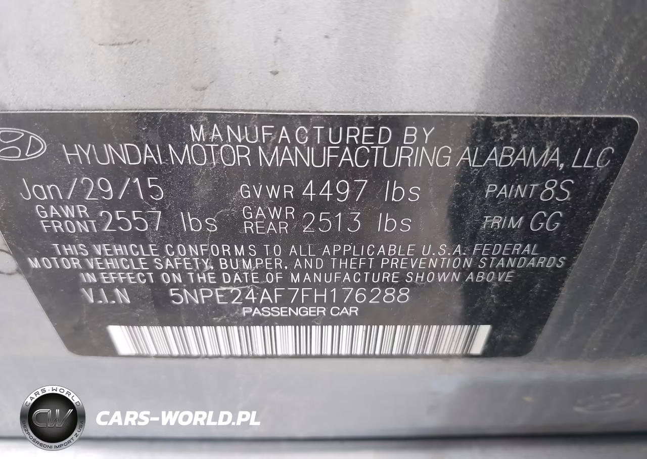2015 Hyundai Sonata Se VIN:5NPE24AF7FH176288 - 9