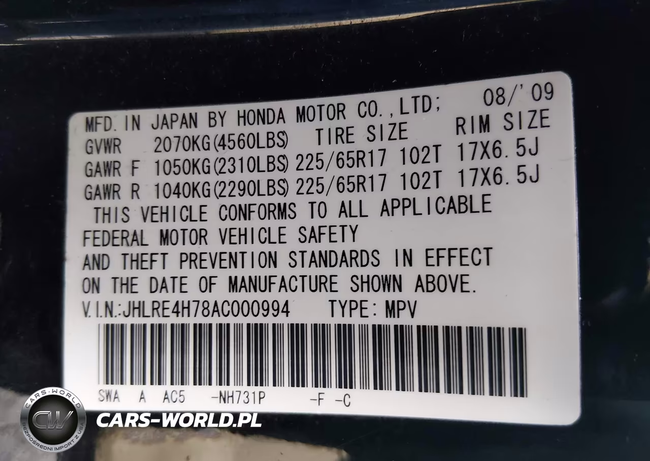 2010 Honda Cr-V Ex-L VIN:JHLRE4H78AC000994 - 9