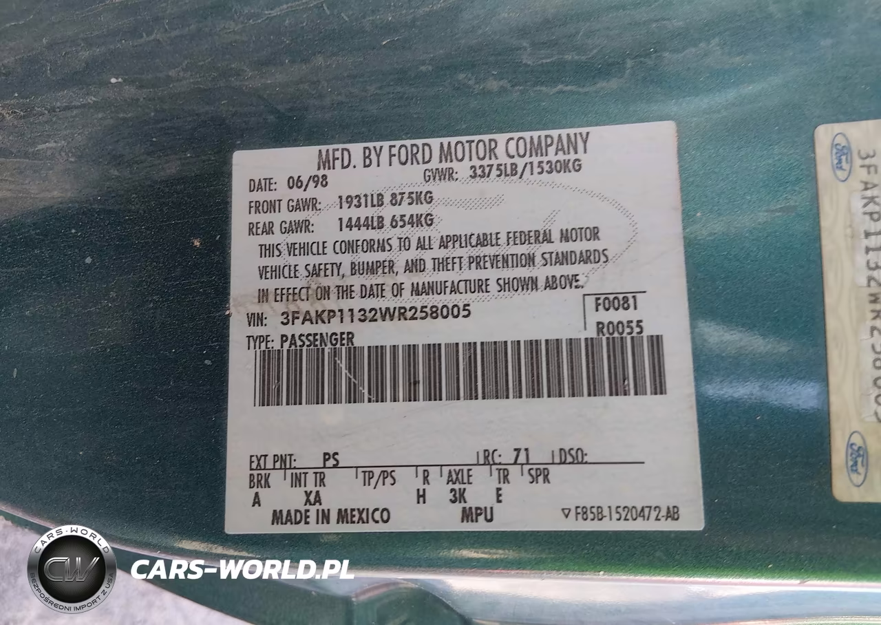 1998 Ford Escort Zx2 Cool-Zx2 Hot VIN:3FAKP1132WR258005 - 9