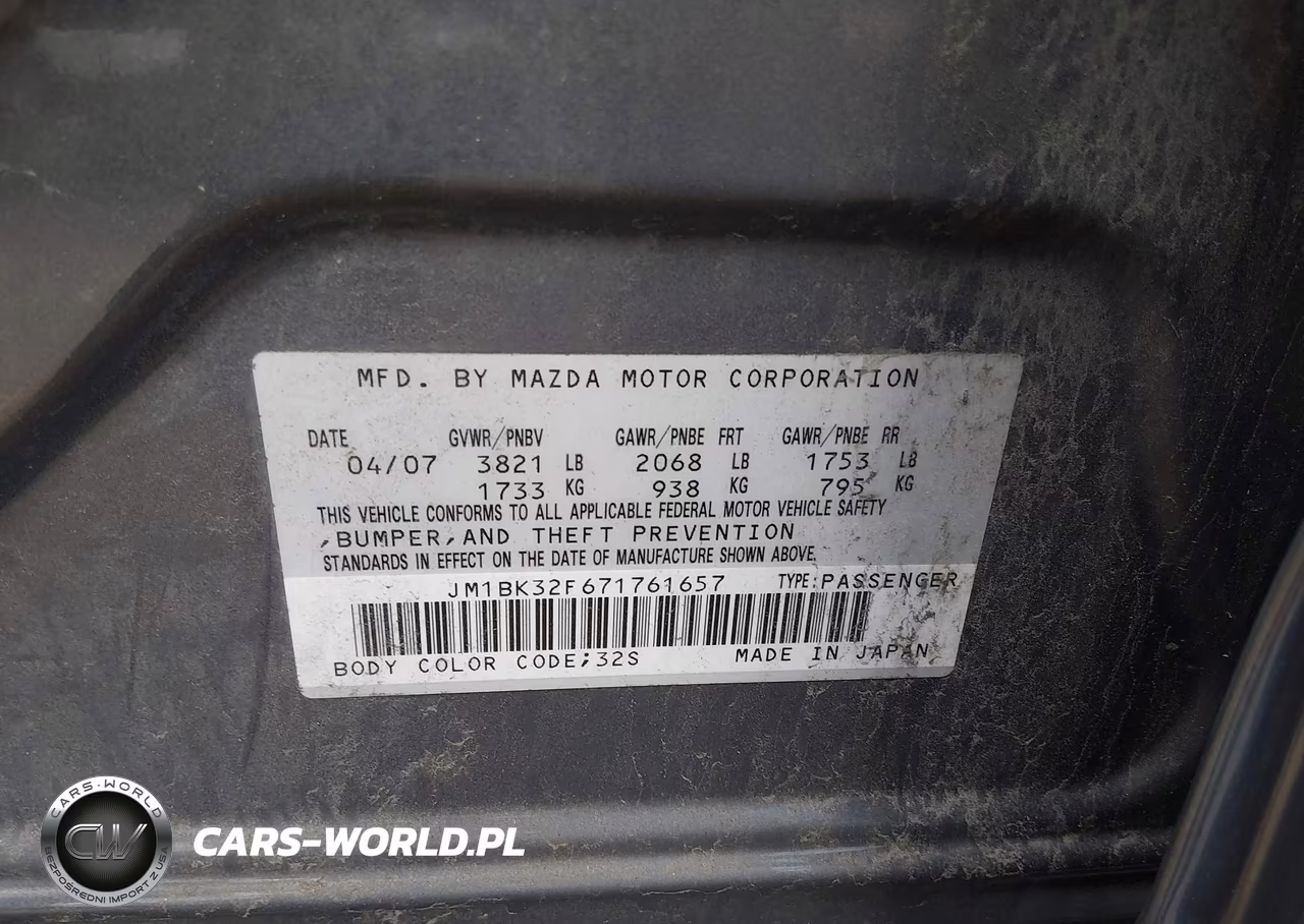 2007 Mazda Mazda3 I VIN:JM1BK32F671761657 - 9