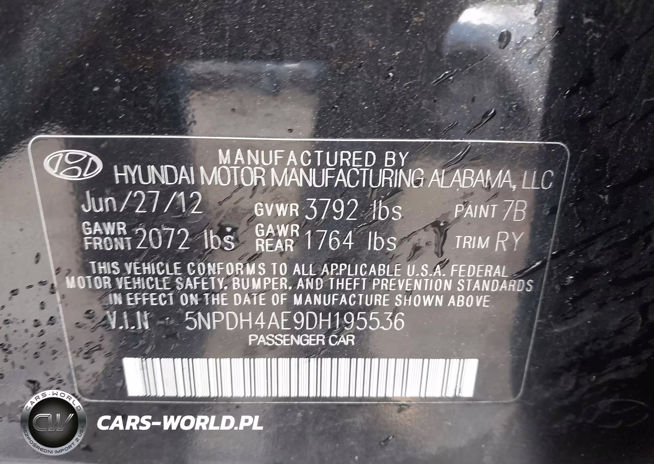 2013 Hyundai Elantra Limited VIN:5NPDH4AE9DH195536 - 9