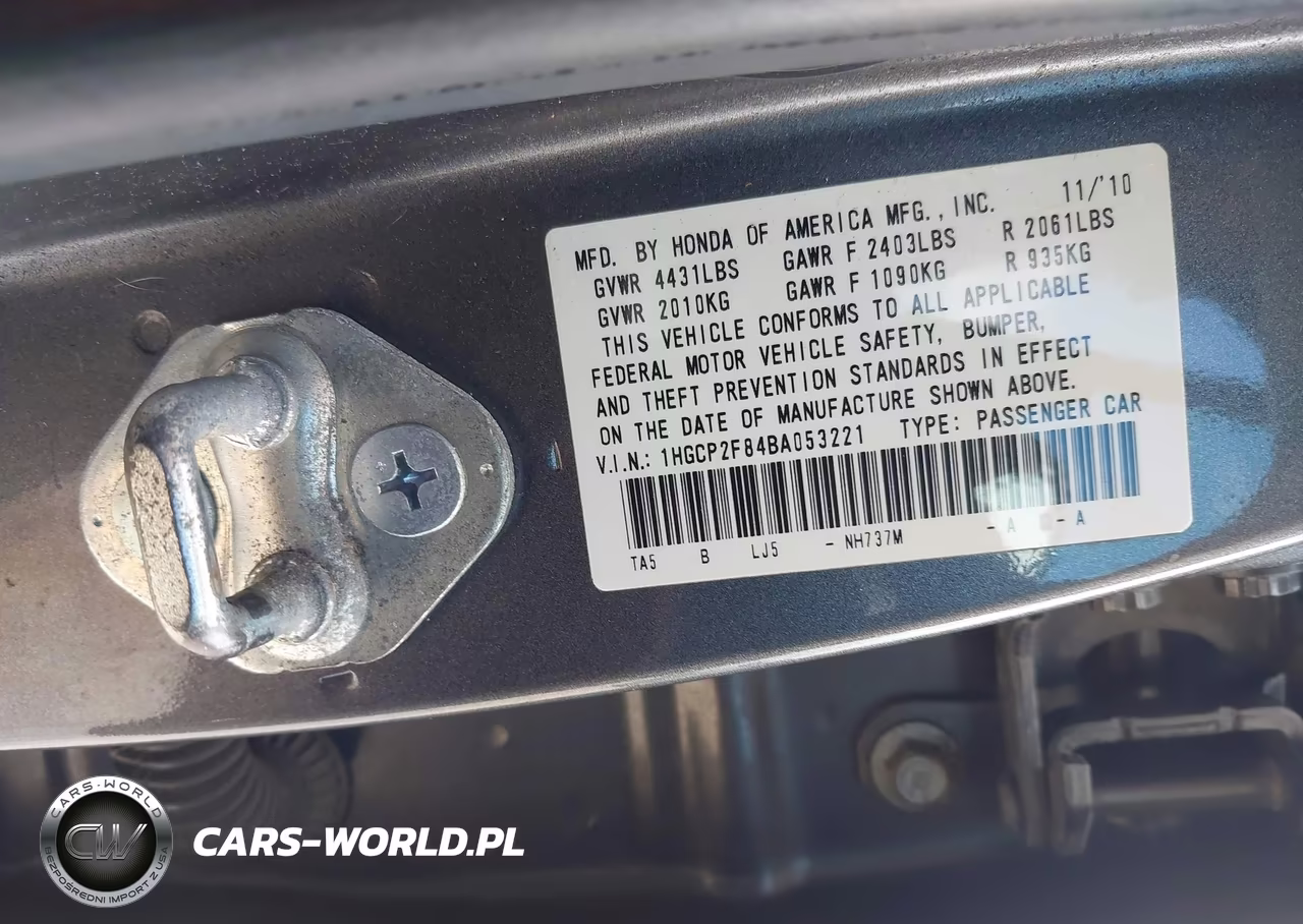 2011 Honda Accord 2.4 Ex-L VIN:1HGCP2F84BA053221 - 9
