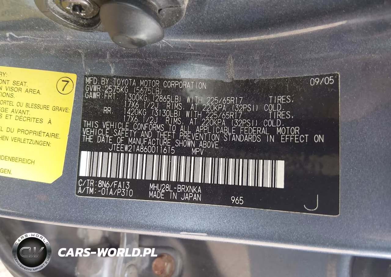2006 Toyota Highlander Hybrid V6 VIN:JTEEW21A860011615 - 9