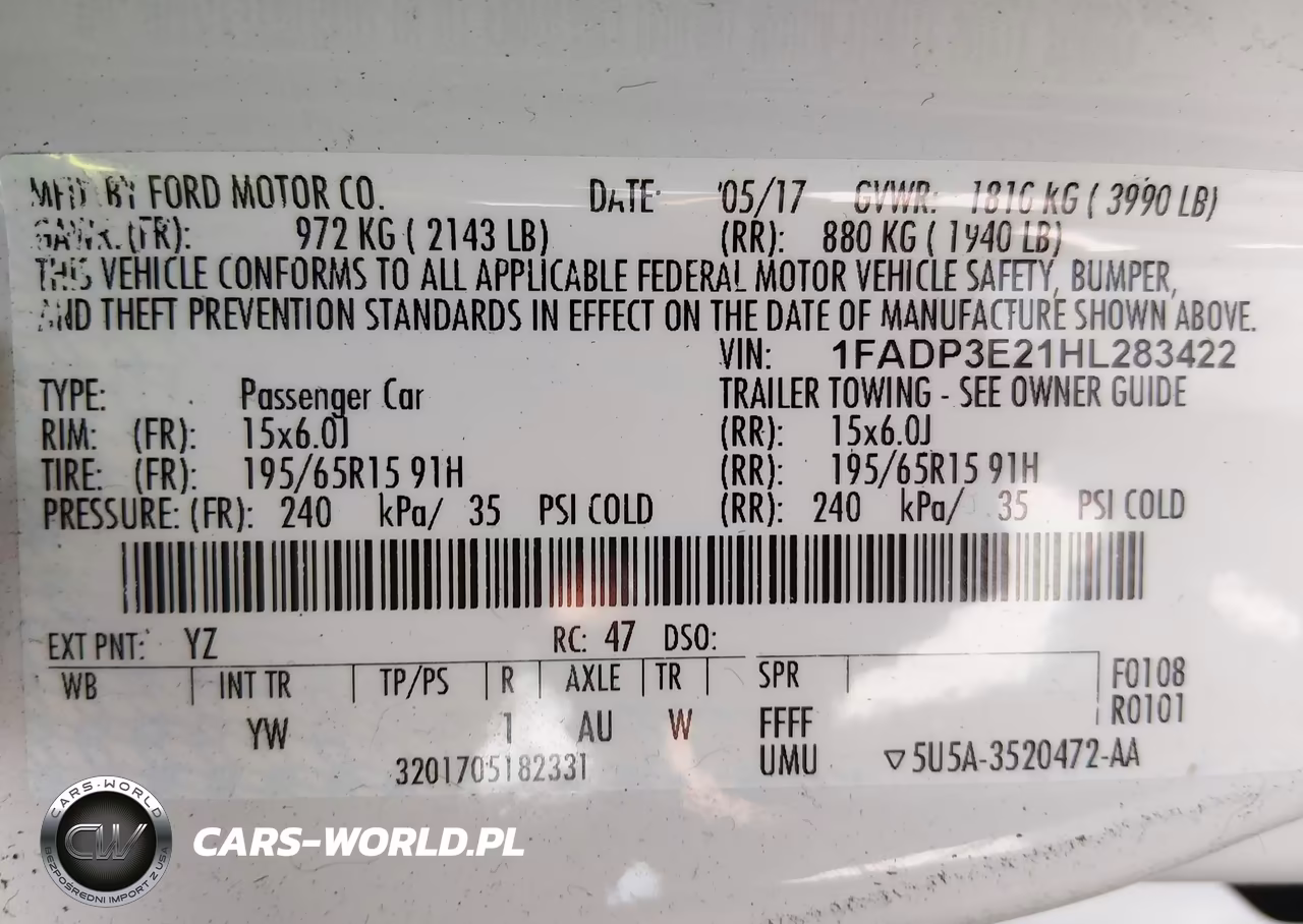 2017 Ford Focus S VIN:1FADP3E21HL283422 - 9