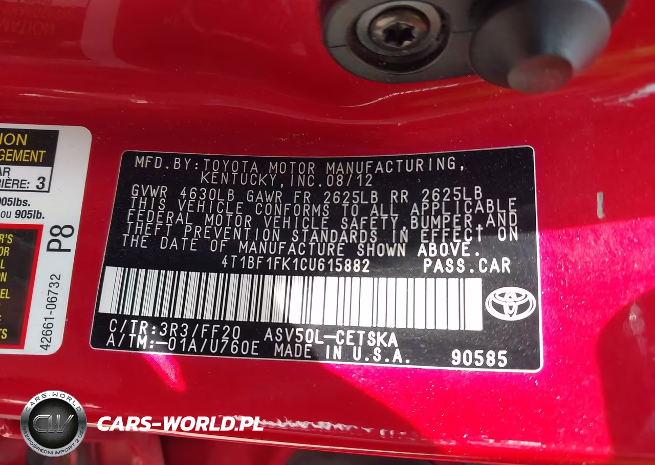 2012 Toyota Camry Se Limited Edition VIN:4T1BF1FK1CU615882 - 9