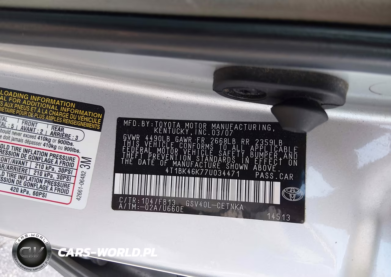 2007 Toyota Camry Le V6 VIN:4T1BK46K77U034471 - 9