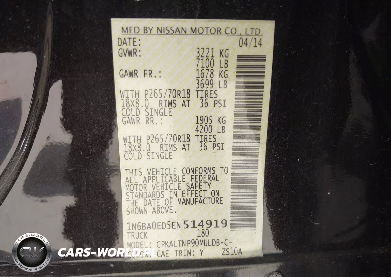 2014 Nissan Titan Sv VIN:1N6BA0ED5EN514919 - 9