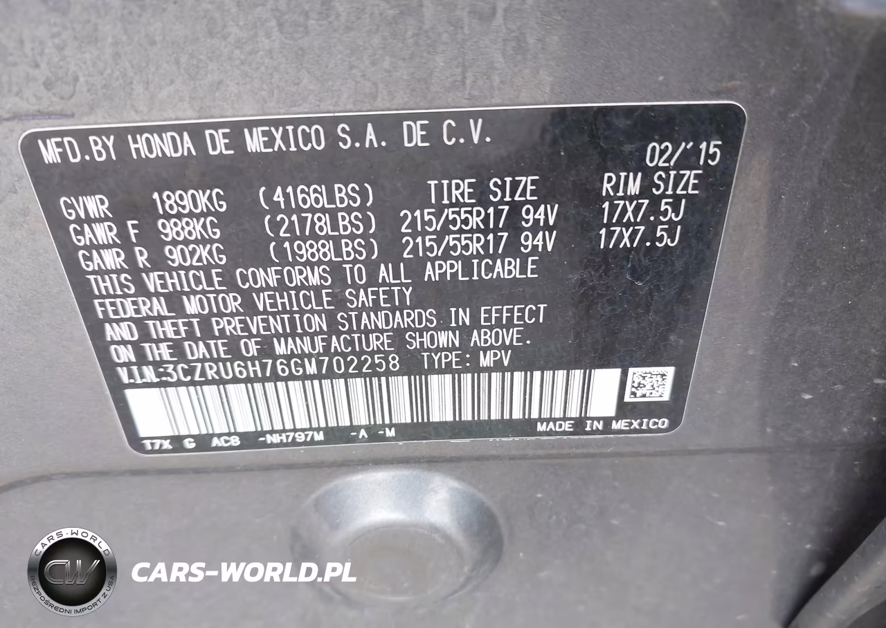 2016 Honda Hr-V Ex-L VIN:3CZRU6H76GM702258 - 9