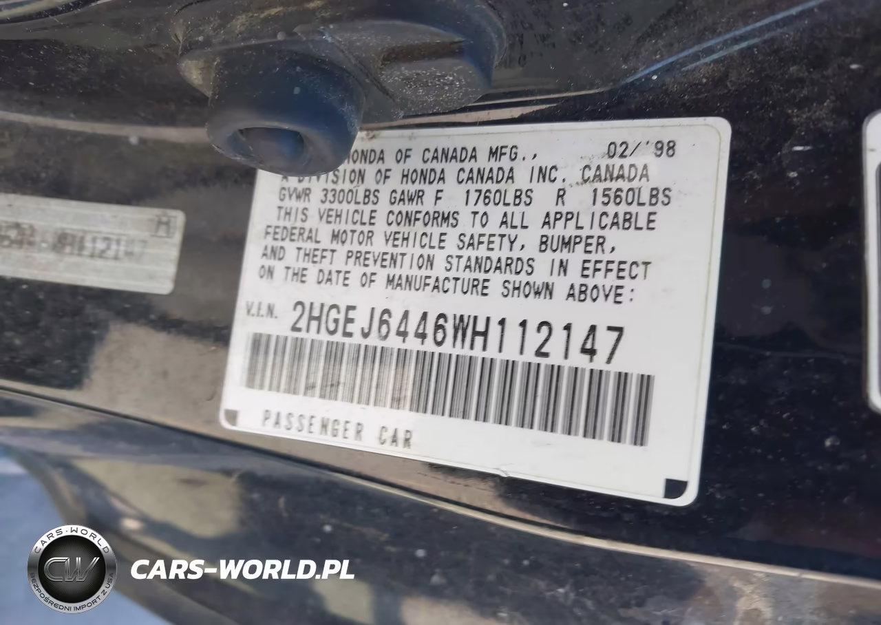 1998 Honda Civic Dx VIN:2HGEJ6446WH112147 - 9