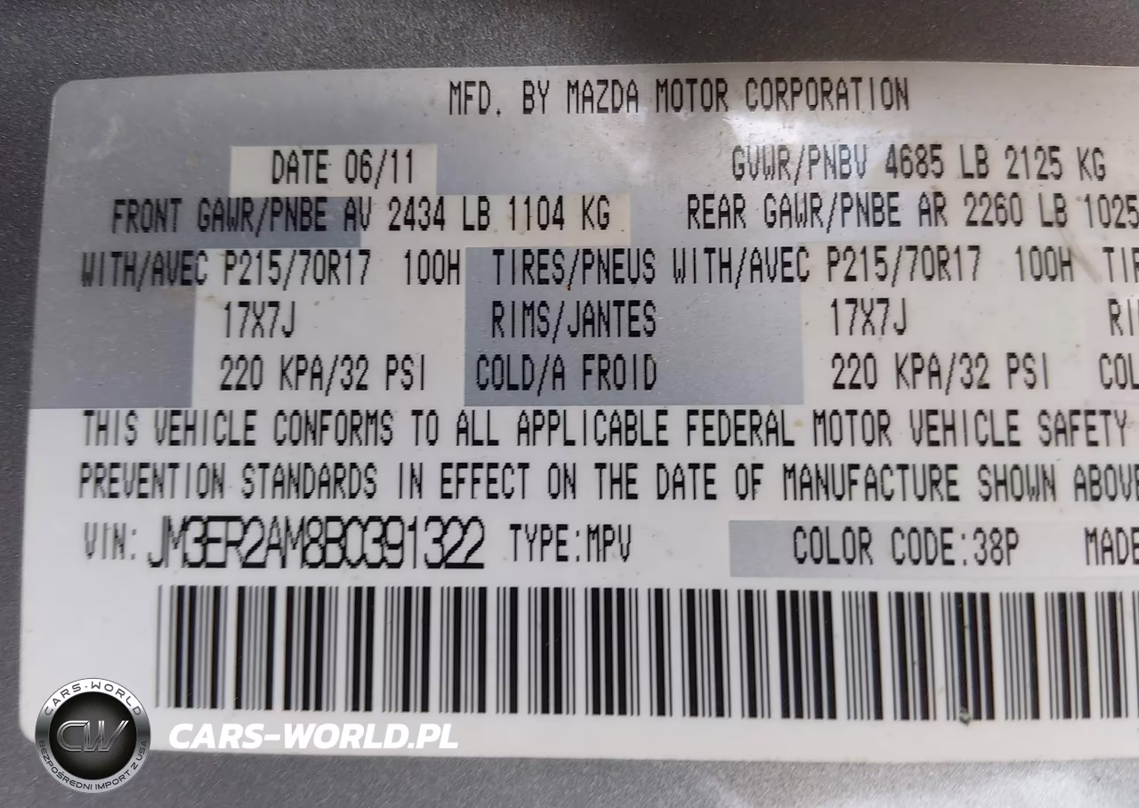 2011 Mazda Cx-7 I Sv VIN:JM3ER2AM8B0391322 - 9