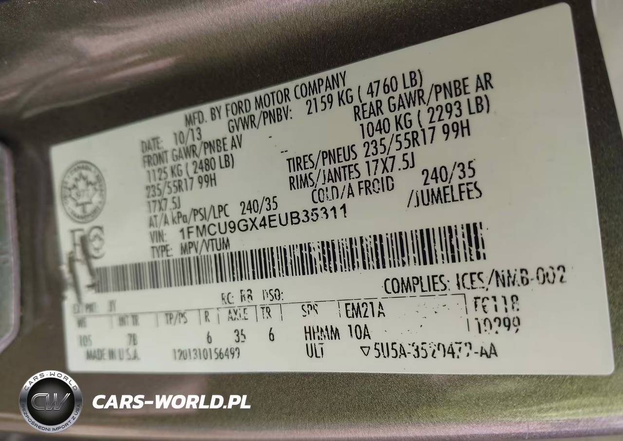 2014 Ford Escape Se VIN:1FMCU9GX4EUB35311 - 9