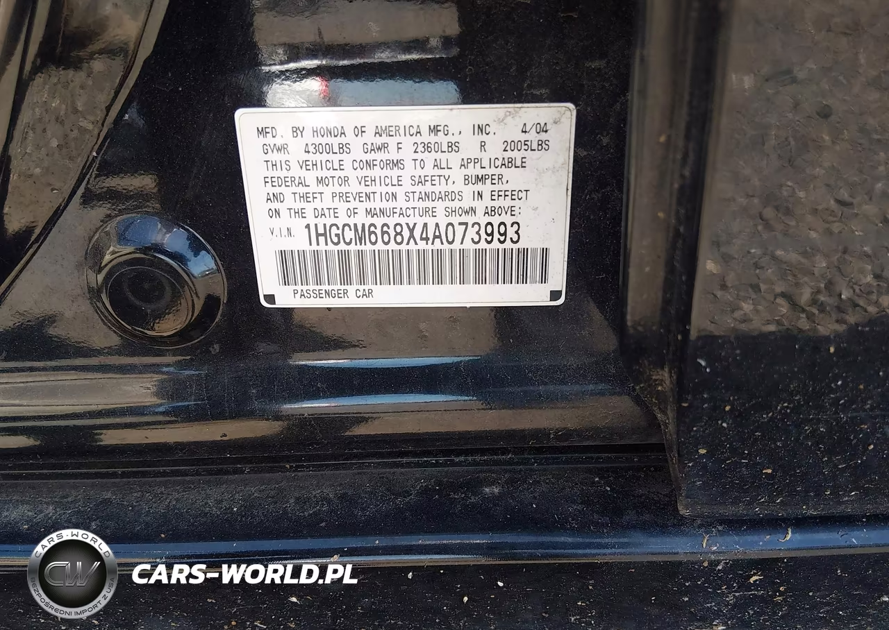 2004 Honda Accord 3.0 Ex VIN:1HGCM668X4A073993 - 9