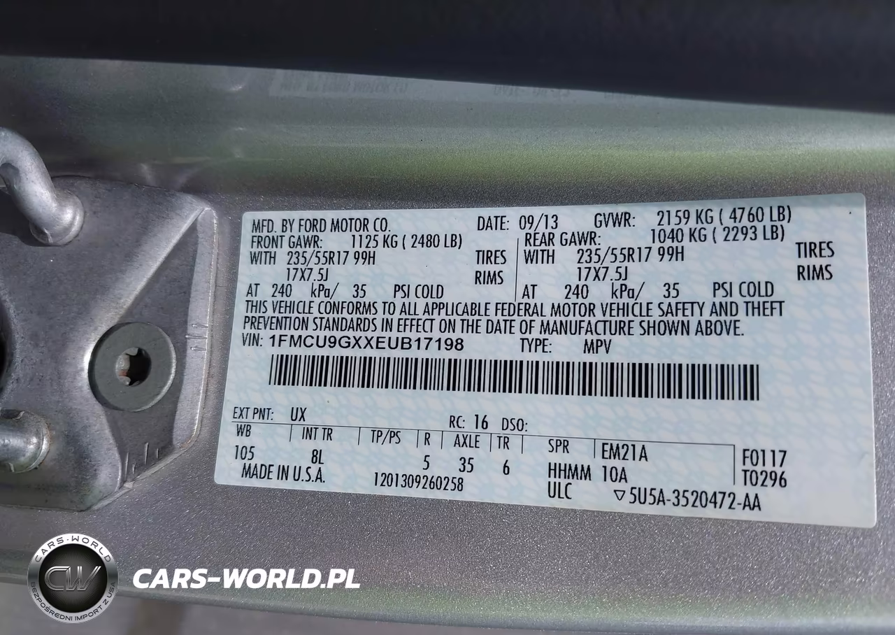 2014 Ford Escape Se VIN:1FMCU9GXXEUB17198 - 9