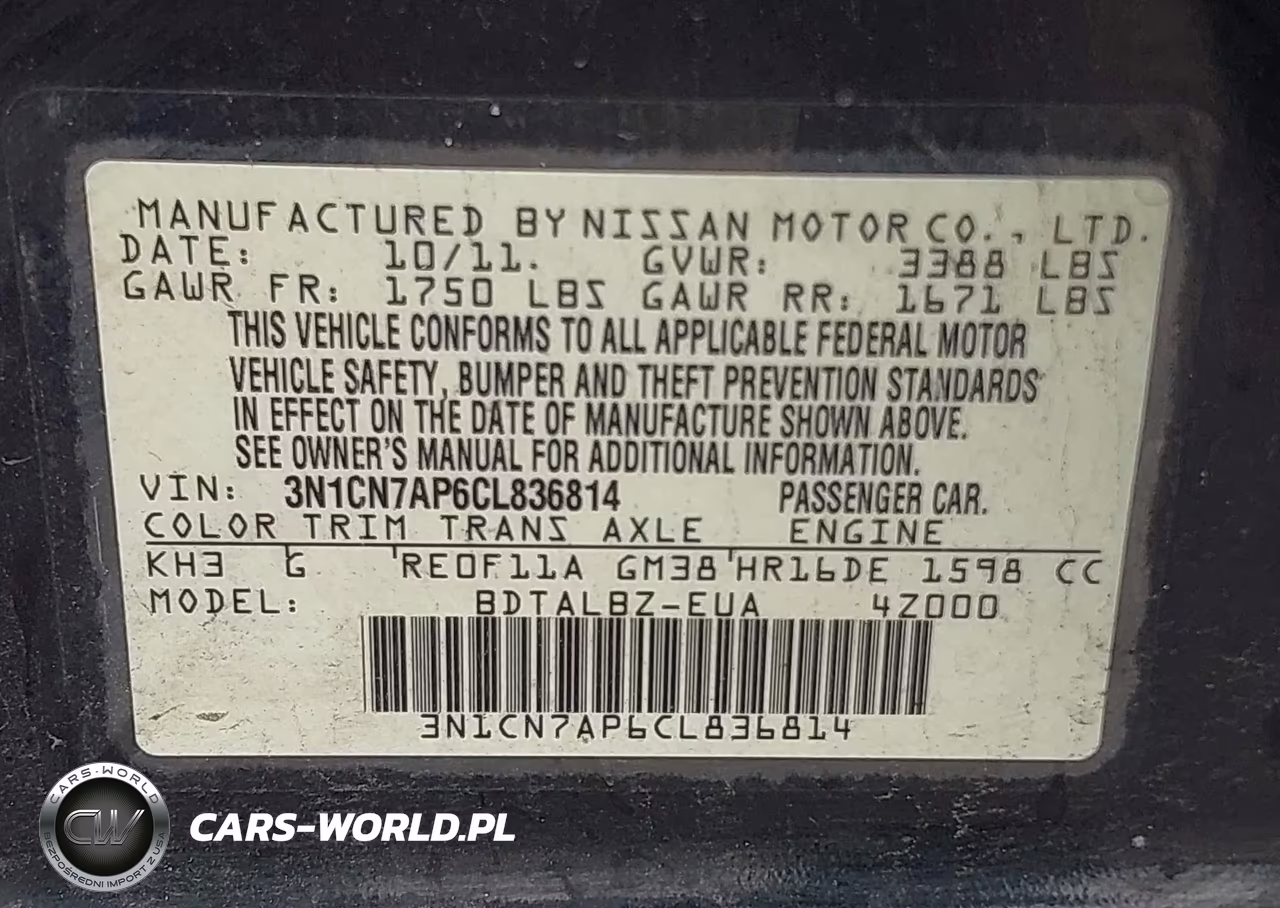 2012 Nissan Versa 1.6 Sv VIN:3N1CN7AP6CL836814 - 9