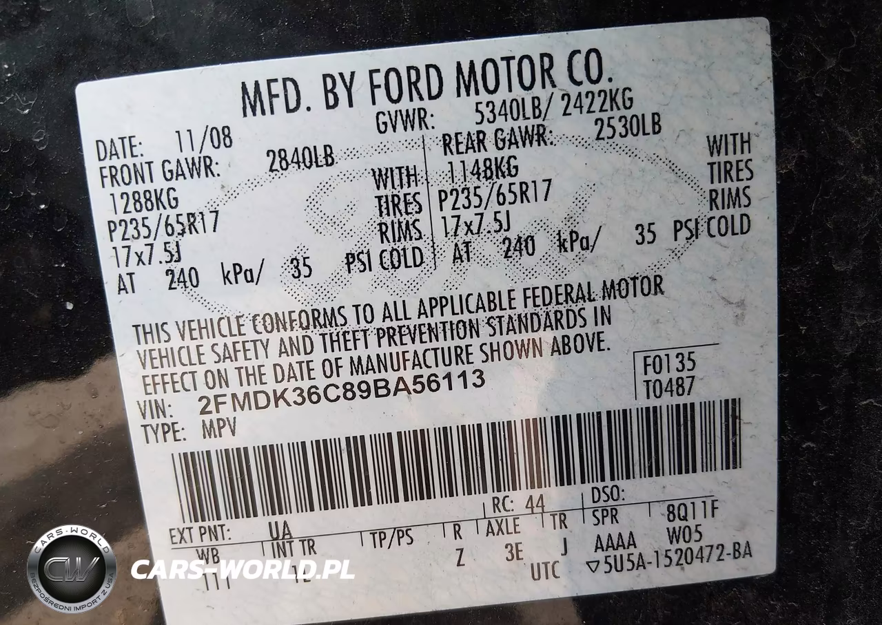 2009 Ford Edge Se VIN:2FMDK36C89BA56113 - 9