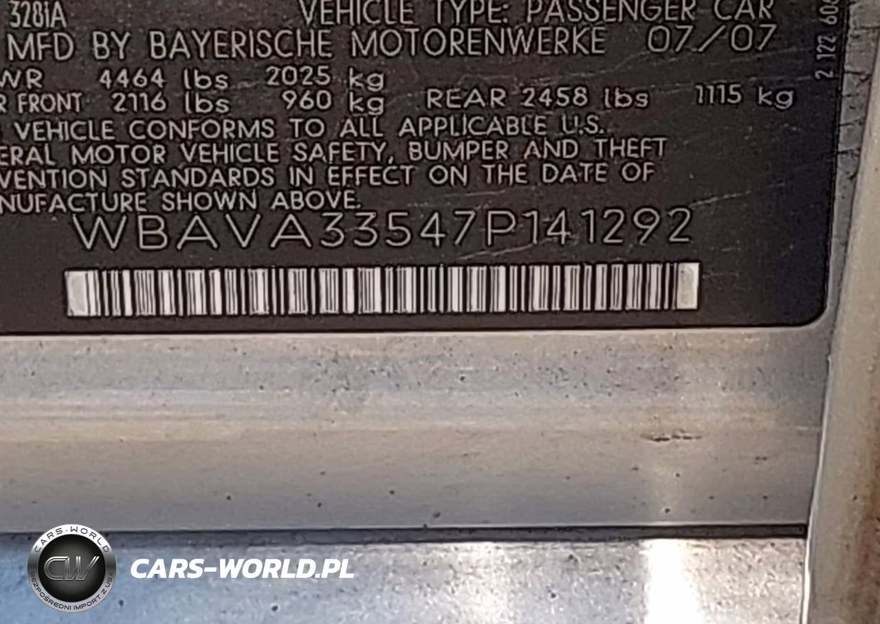 2007 BMW 328I VIN:WBAVA33547P141292 - 9