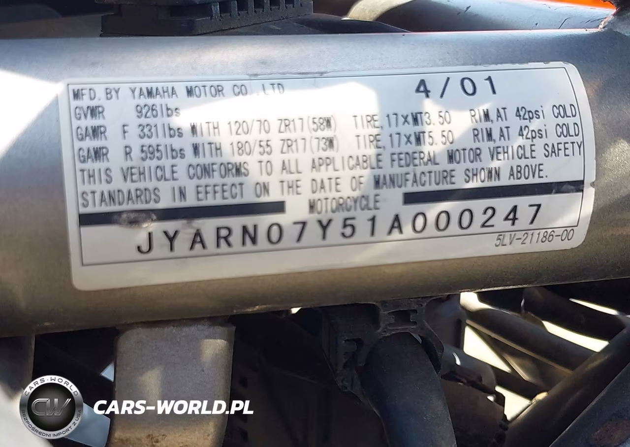 2001 Yamaha Fzs10 VIN:JYARN07Y51A000247 - 10