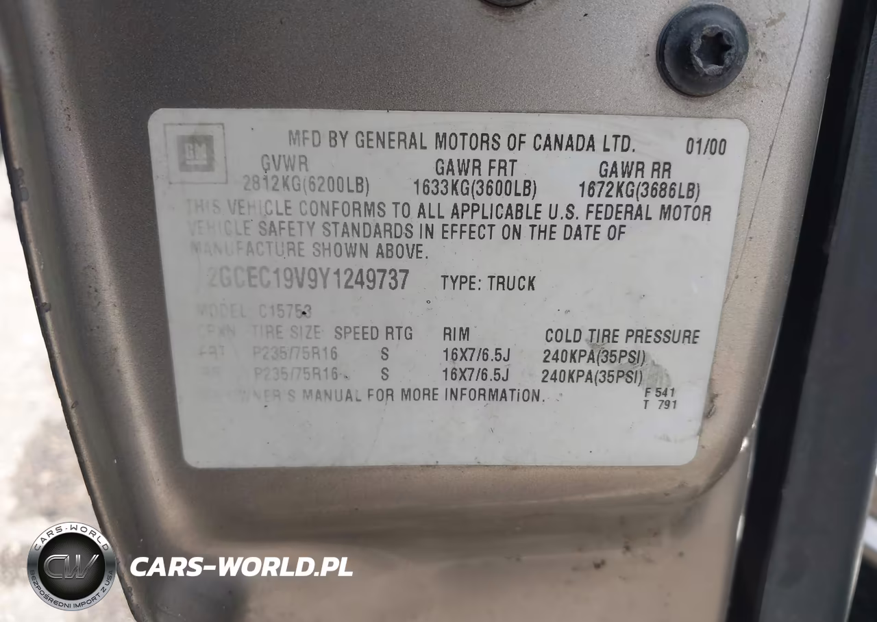 2000 Chevrolet Silverado 1500 VIN:2GCEC19V9Y1249737 - 9