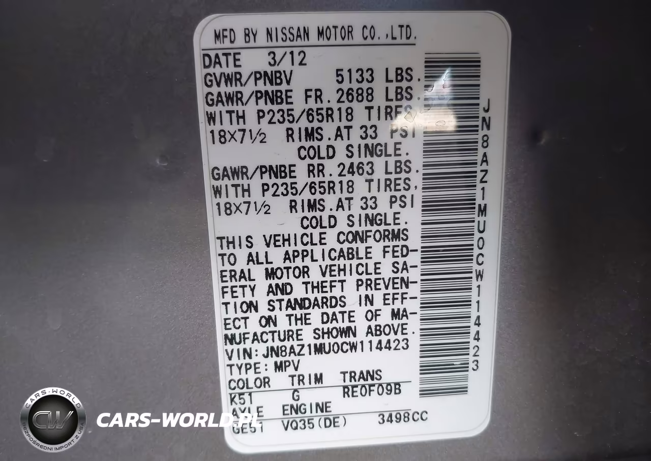 2012 Nissan Murano Sl VIN:JN8AZ1MU0CW114423 - 9