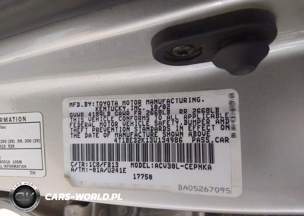 TOYOTA CAMRY VIN:4T1BE32K13U134986 - 9