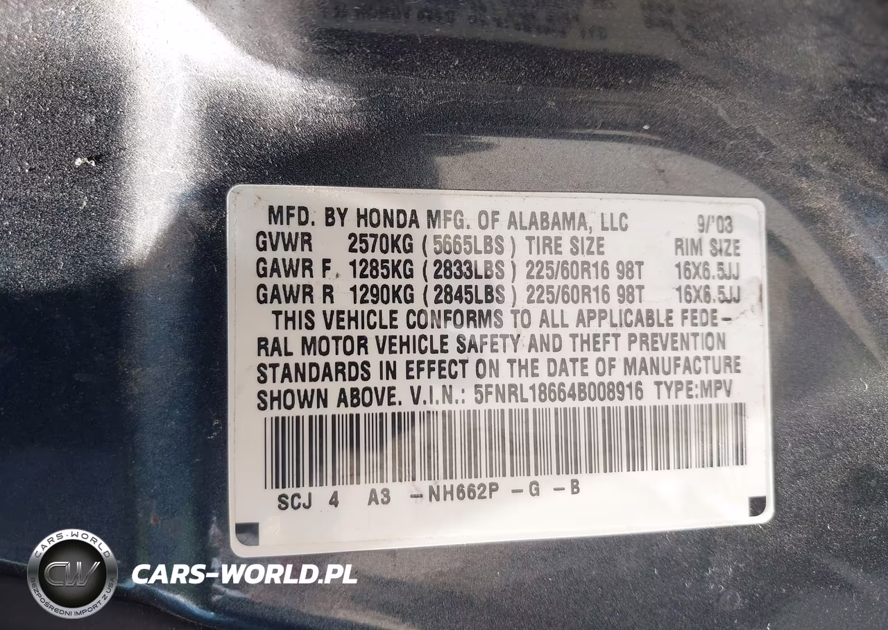 2004 Honda Odyssey Ex VIN:5FNRL18664B008916 - 9