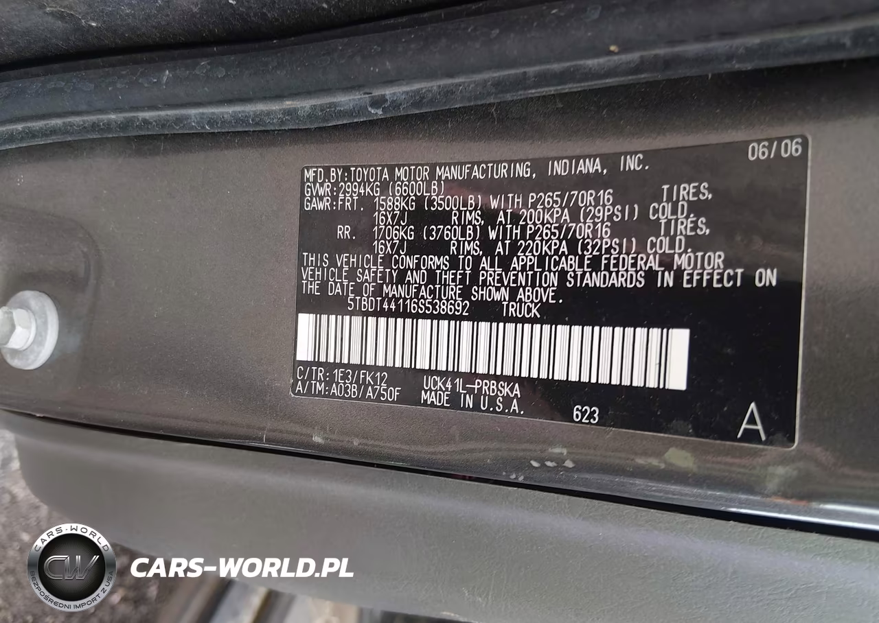 2006 Toyota Tundra Sr5 V8 VIN:5TBDT44116S538692 - 9