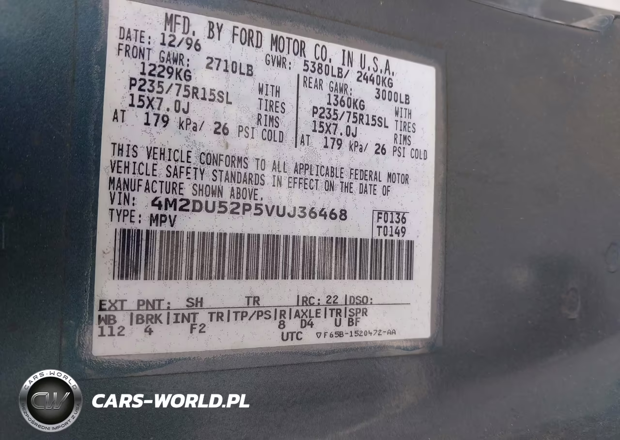 1997 Mercury Mountaineer VIN:4M2DU52P5VUJ36468 - 9