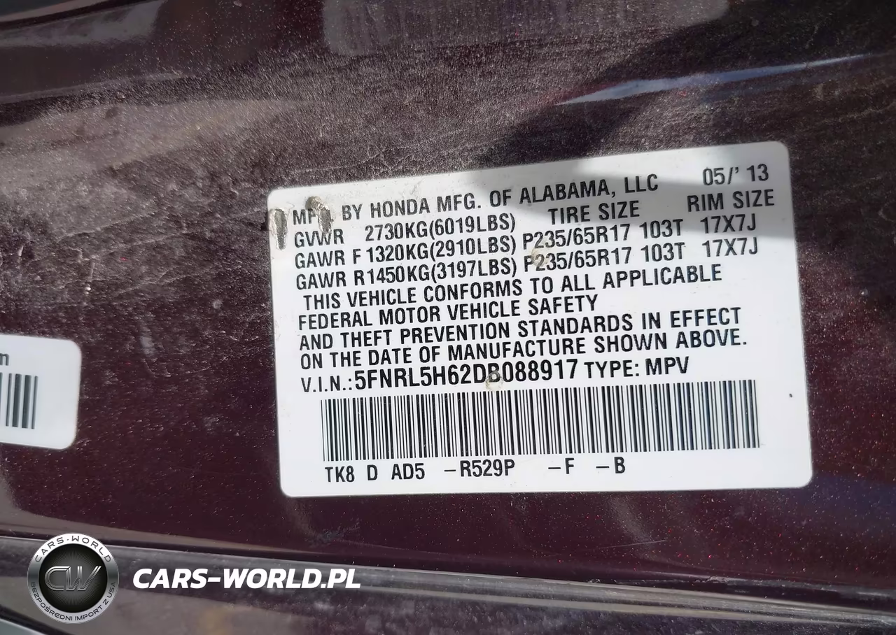 2013 Honda Odyssey Ex-L VIN:5FNRL5H62DB088917 - 9