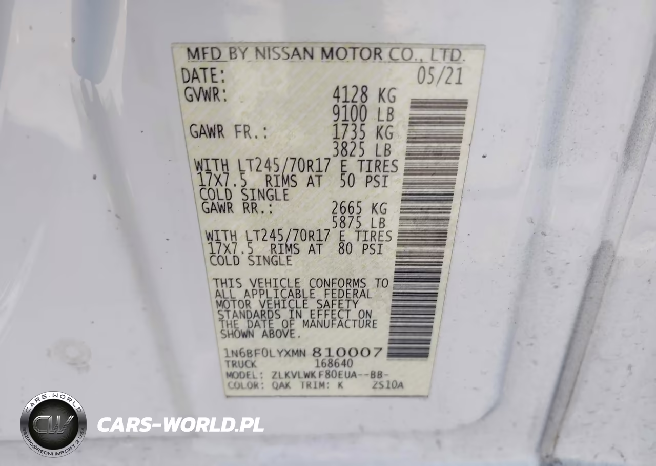 2021 Nissan Nv Cargo Nv2500 Hd S High Roof V6 VIN:1N6BF0LYXMN810007 - 9