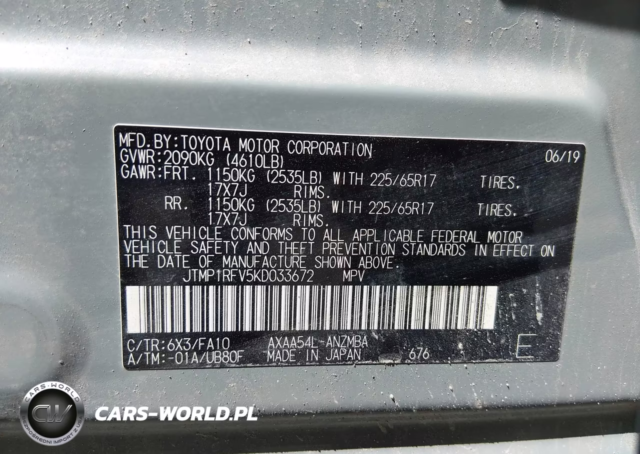 2019 Toyota Rav4 Xle VIN:JTMP1RFV5KD033672 - 9