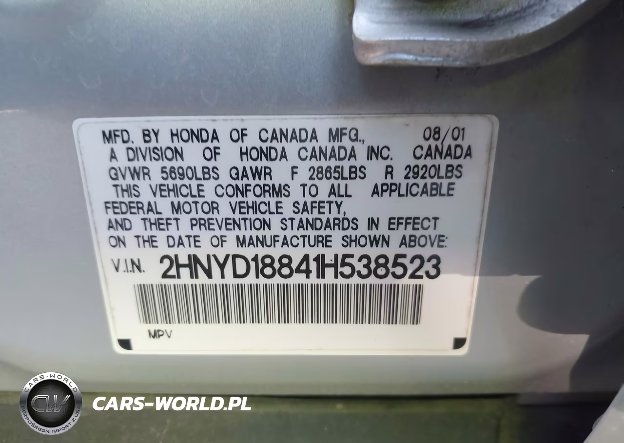 2001 Acura Mdx VIN:2HNYD18841H538523 - 9
