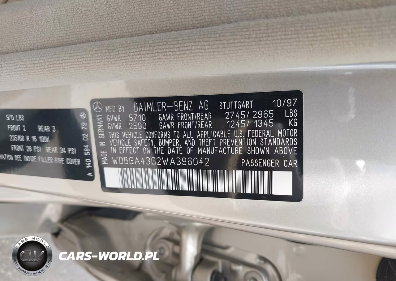 1998 Mercedes-Benz S 420 VIN:WDBGA43G2WA396042 - 9