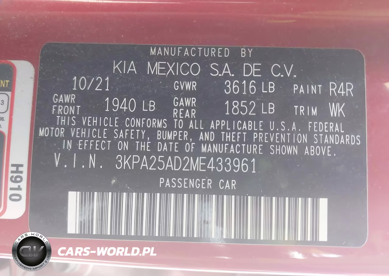 2021 Kia Rio 5-Door S VIN:3KPA25AD2ME433961 - 9