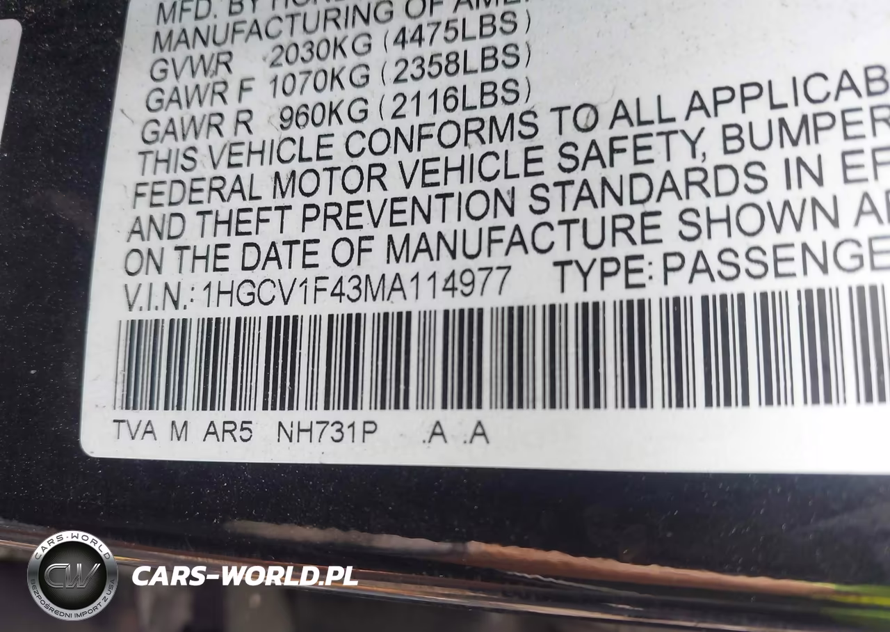 2021 Honda Accord Sport Special Edition VIN:1HGCV1F43MA114977 - 9
