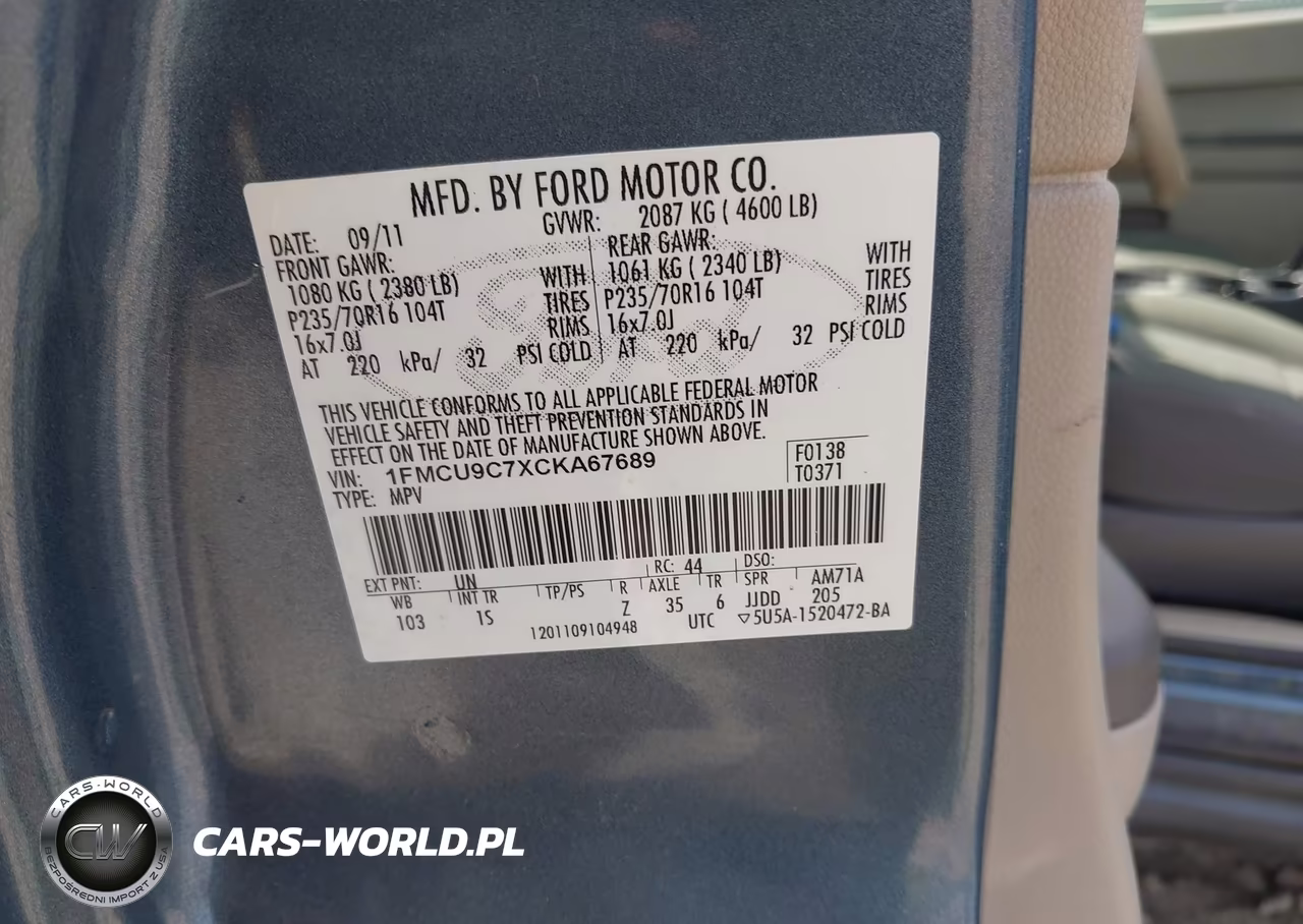 2012 Ford Escape Xls VIN:1FMCU9C7XCKA67689 - 9