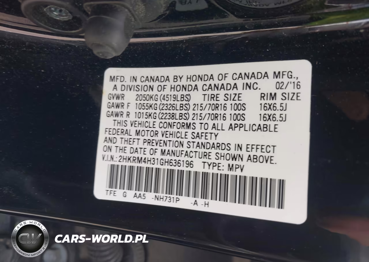 2016 Honda Cr-V Lx VIN:2HKRM4H31GH636196 - 9