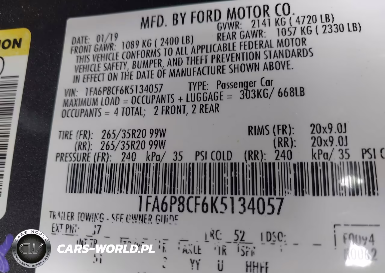 2019 Ford Mustang Gt Premium VIN:1FA6P8CF6K5134057 - 9