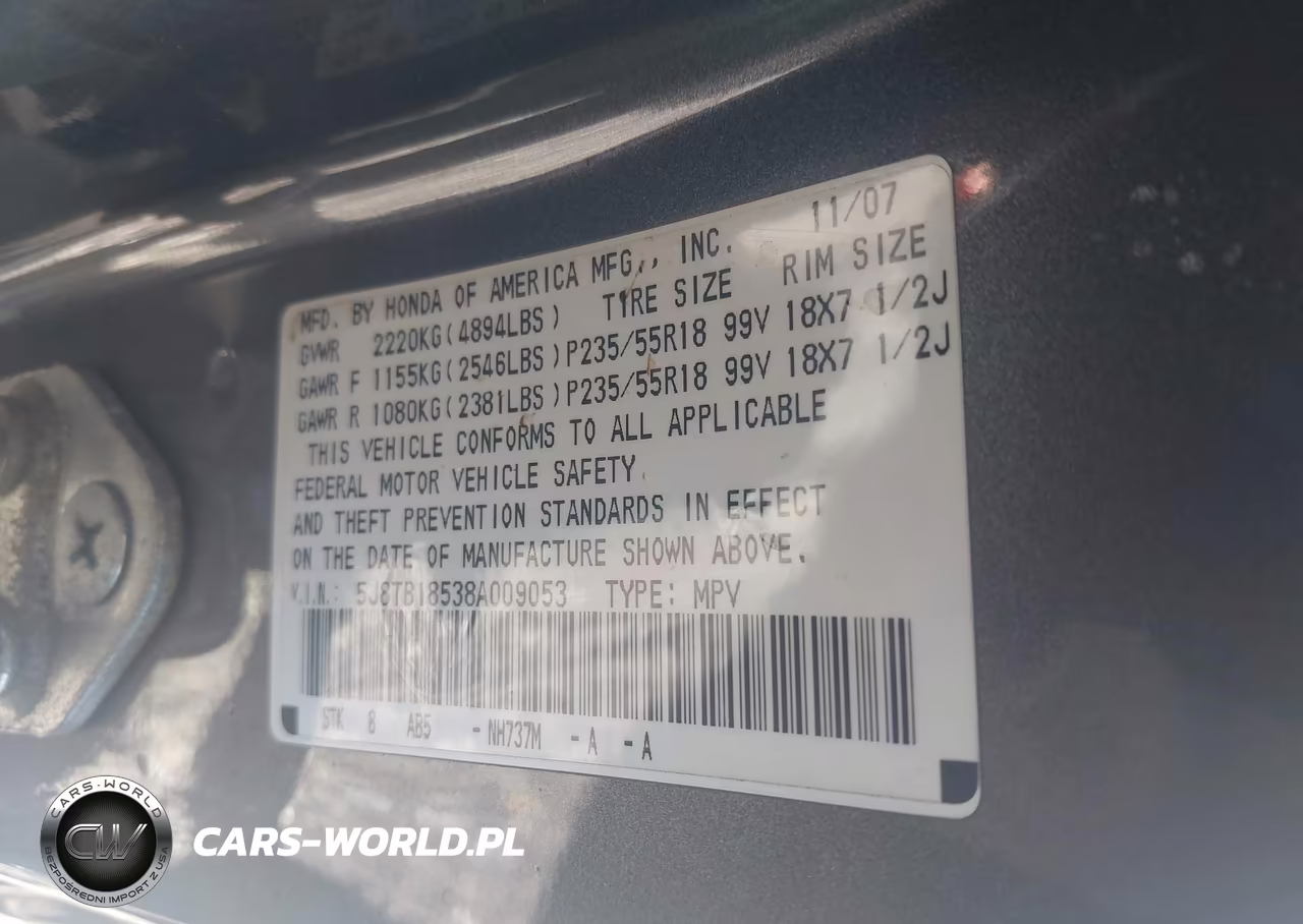 2008 Acura Rdx VIN:5J8TB18538A009053 - 9