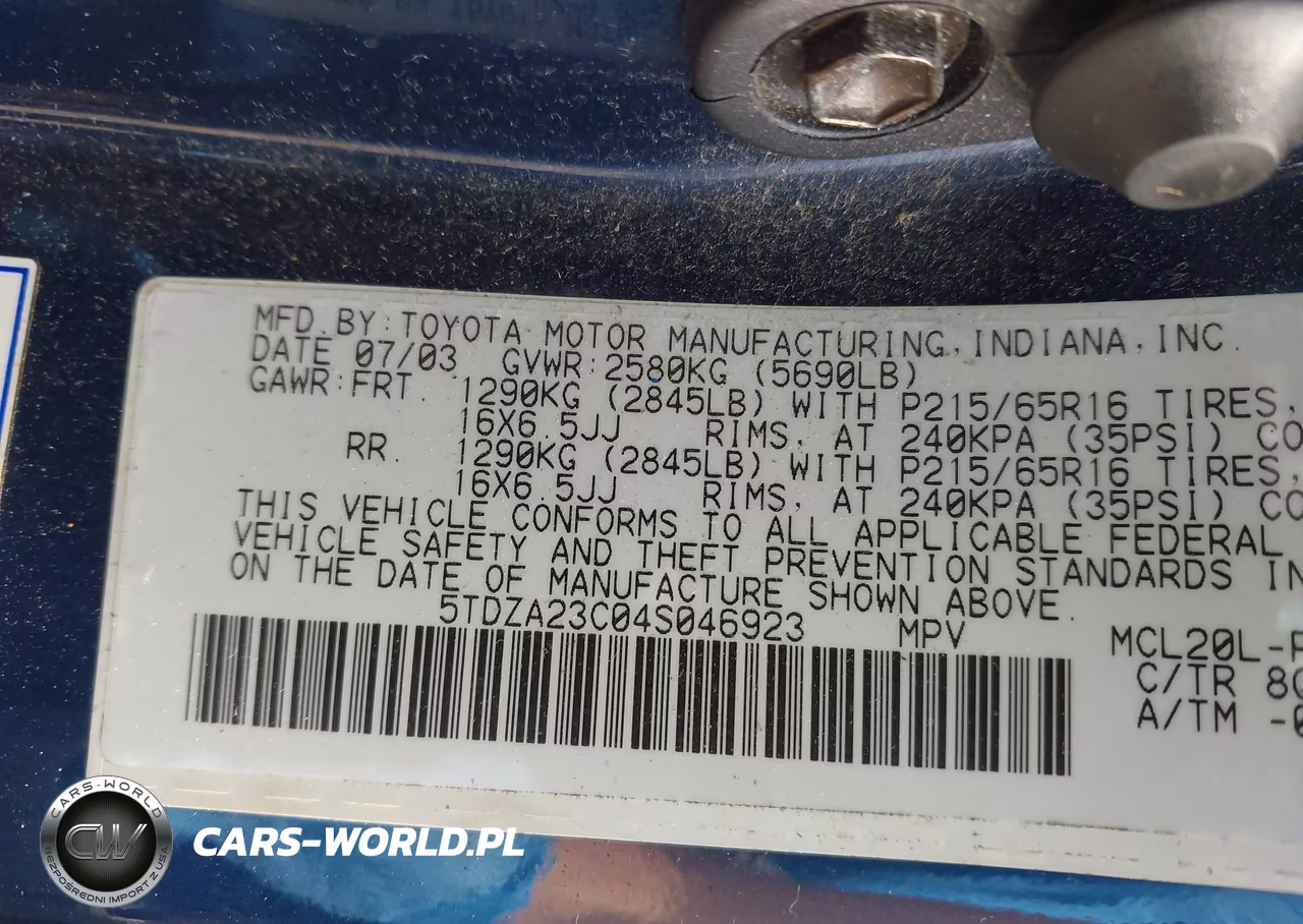 2004 Toyota Sienna Ce-Le VIN:5TDZA23C04S046923 - 9