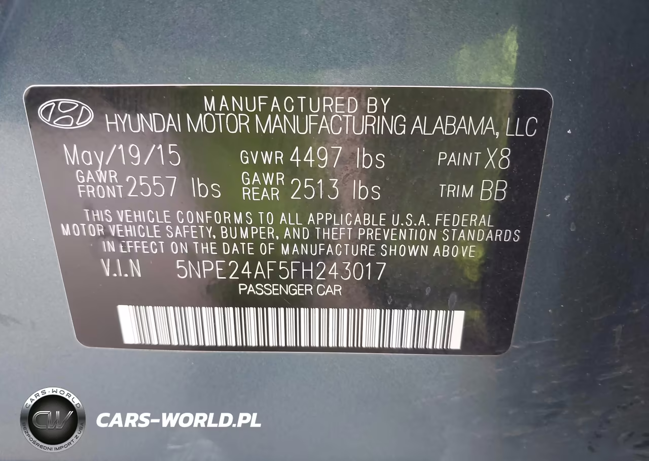 2015 Hyundai Sonata Se VIN:5NPE24AF5FH243017 - 9