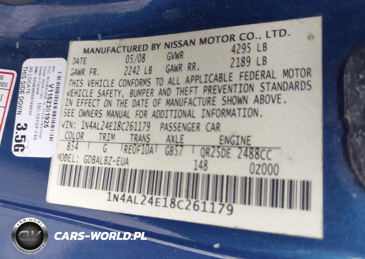 2008 Nissan Altima 2.5 S VIN:1N4AL24E18C261179 - 9