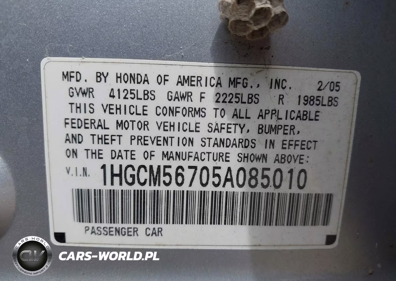2005 Honda Accord 2.4 Ex VIN:1HGCM56705A085010 - 9