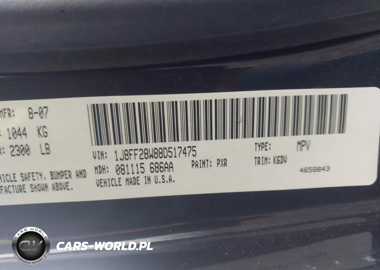2008 Jeep Patriot Sport VIN:1J8FF28W88D517475 - 9