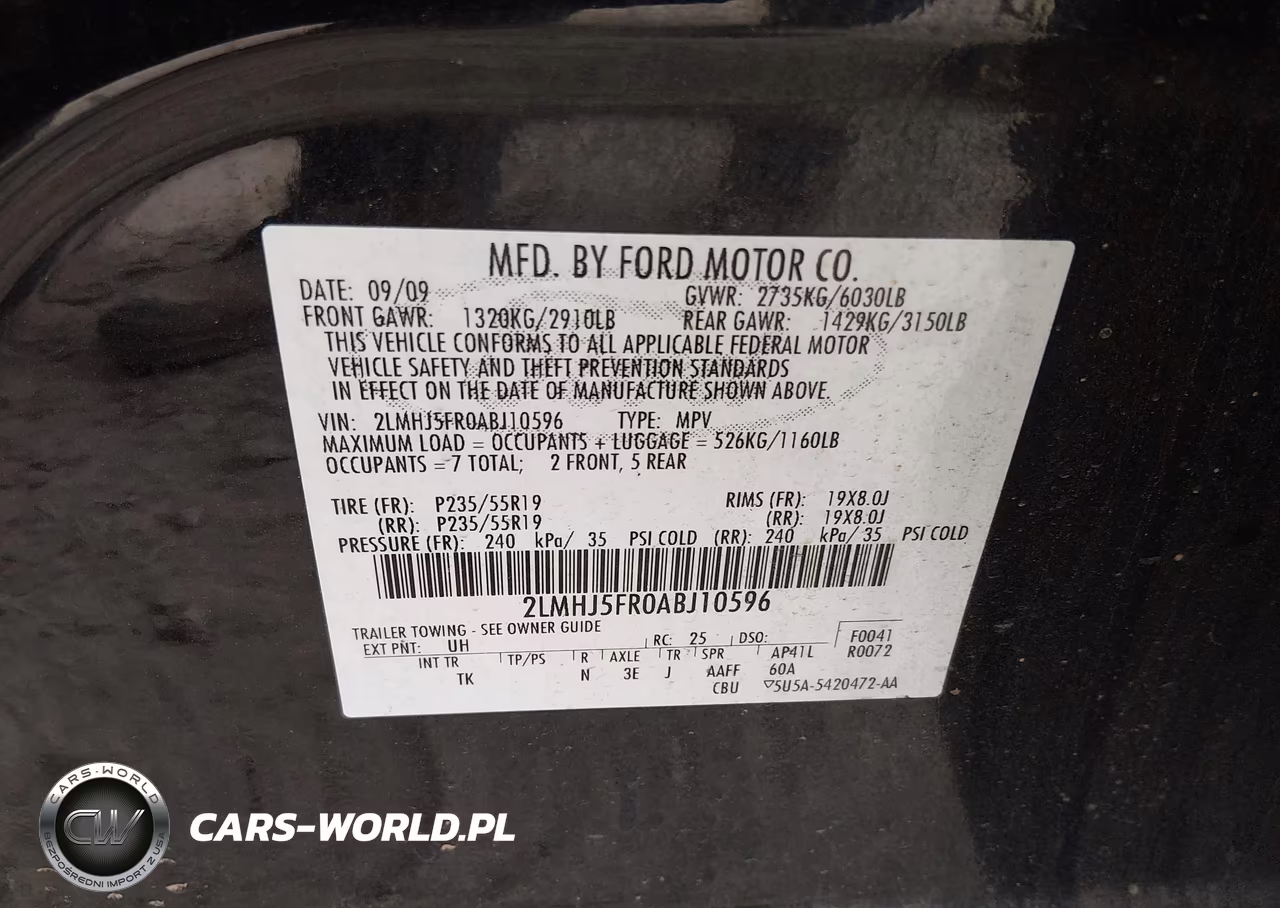 2010 Lincoln Mkt VIN:2LMHJ5FR0ABJ10596 - 9