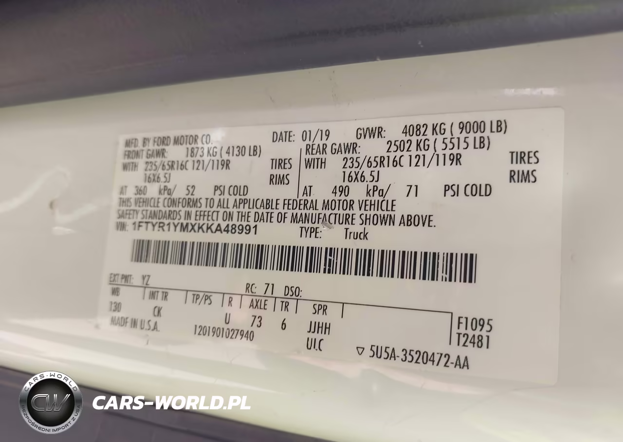 2019 Ford Transit-250 VIN:1FTYR1YMXKKA48991 - 9