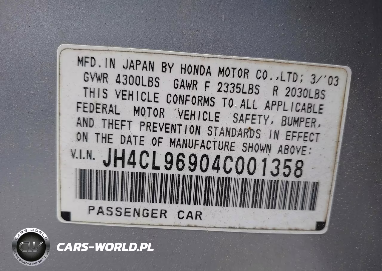 2004 Acura Tsx VIN:JH4CL96904C001358 - 9