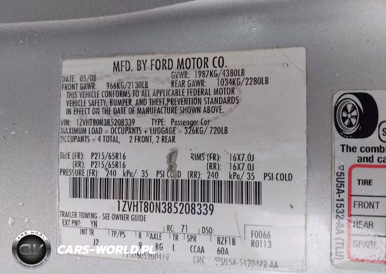 2008 Ford Mustang V6 Deluxe-V6 Premium VIN:1ZVHT80N385208339 - 9