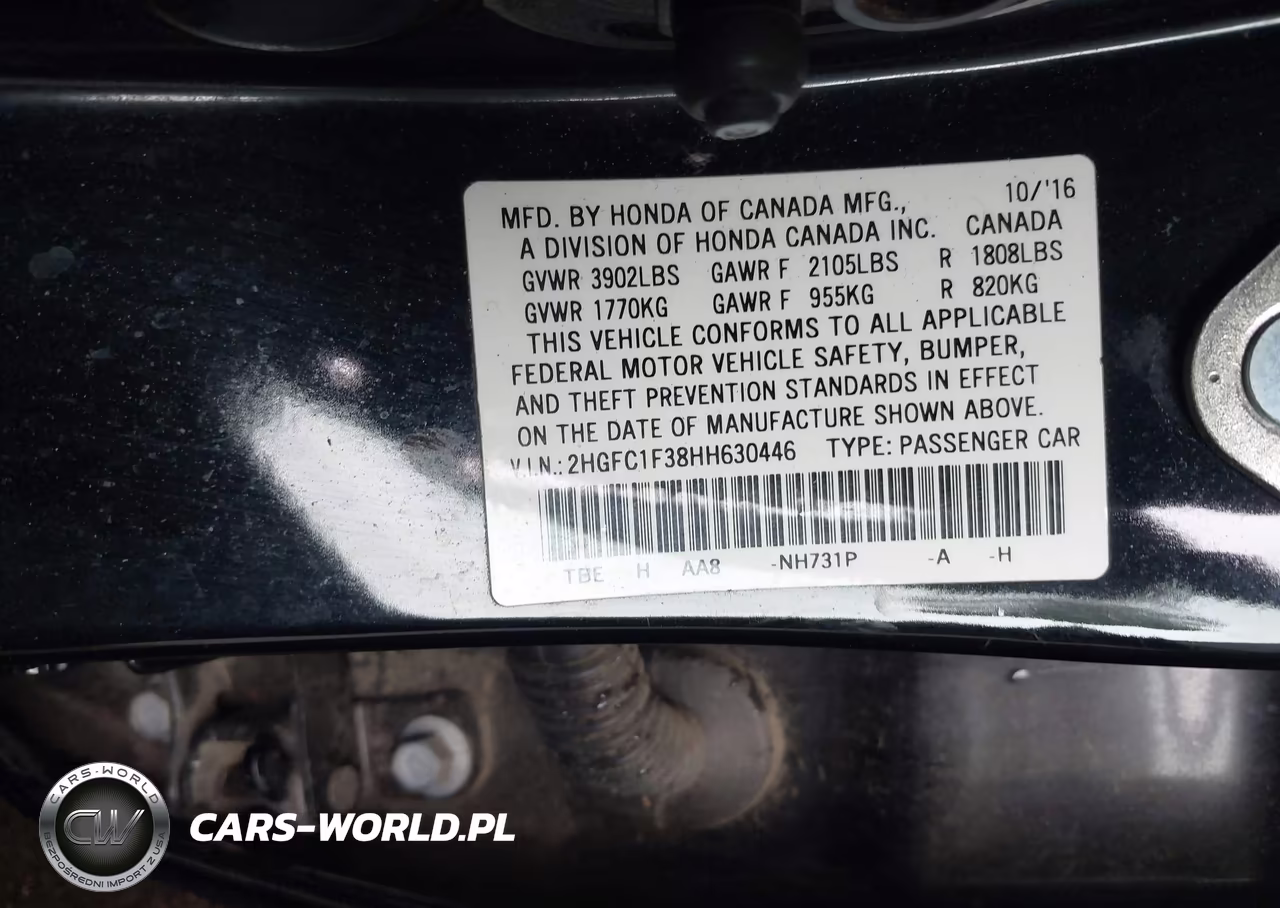 2017 Honda Civic Ex-T VIN:2HGFC1F38HH630446 - 9