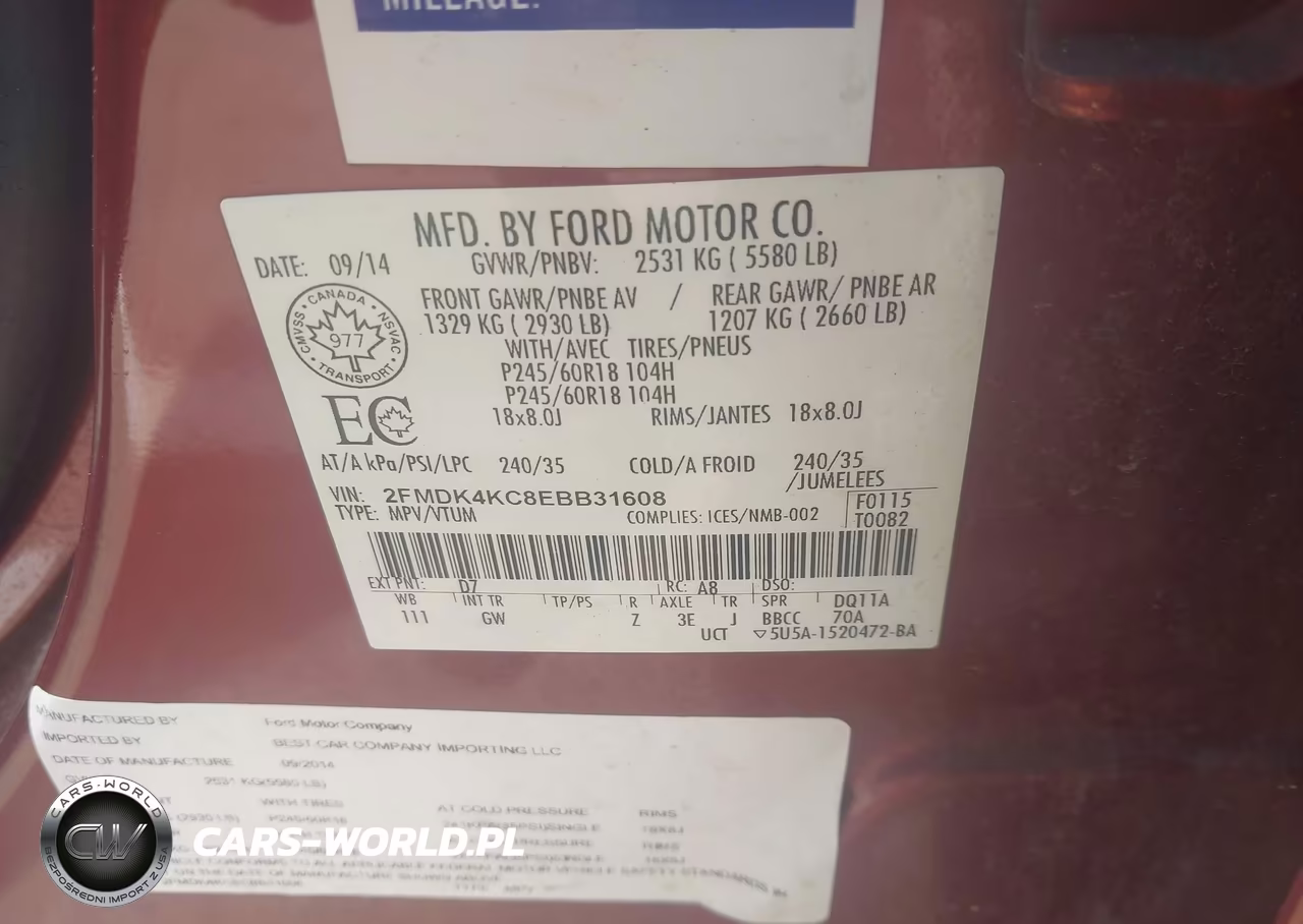 2014 Ford Edge Limited VIN:2FMDK4KC8EBB31608 - 9